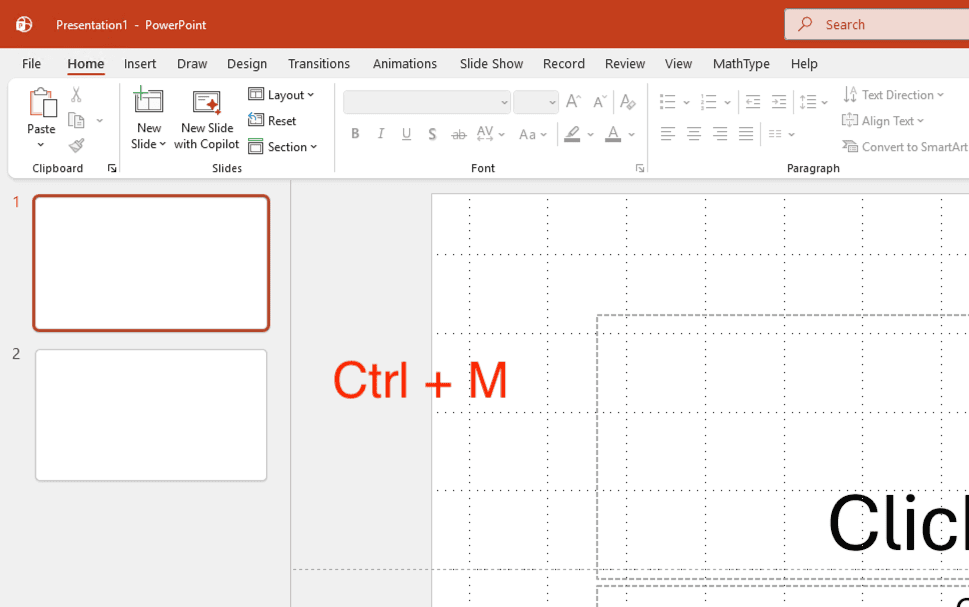 Chèn thêm slide trong PowerPoint bằng phím tắt Ctrl + M