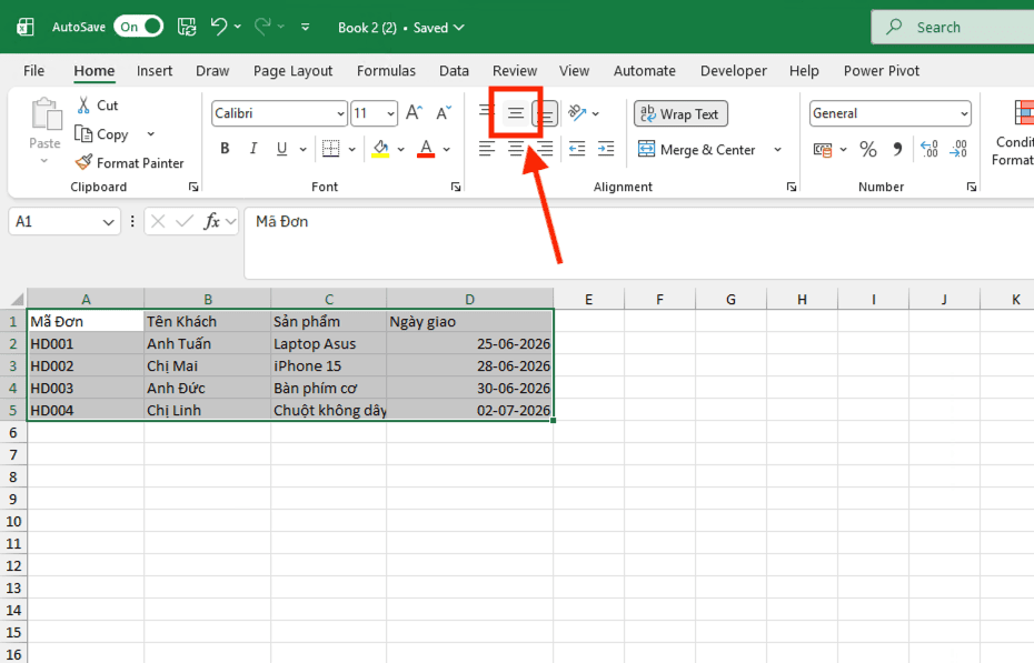 Căn lề trong Excel cho nội dung bên trong ô (Alignment)