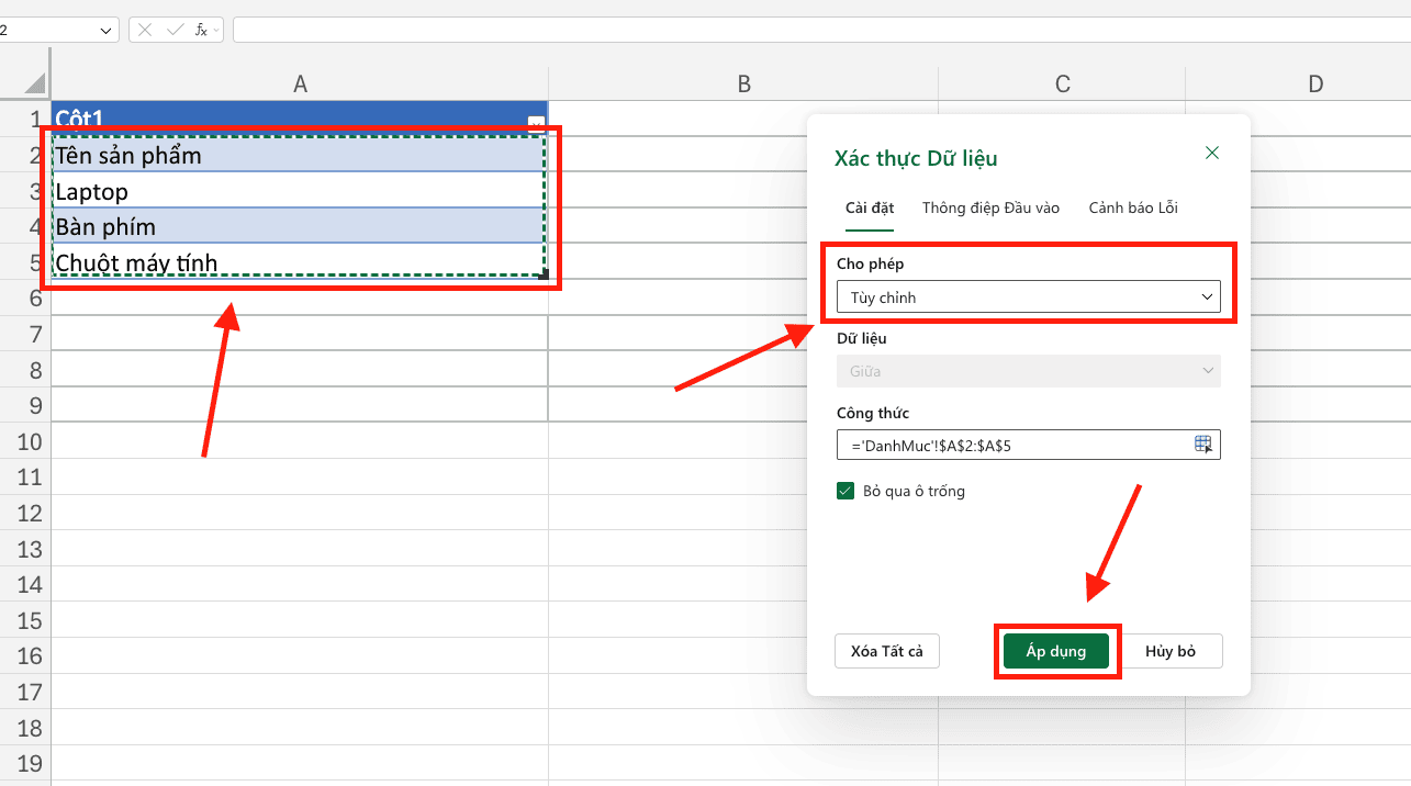 Cách tạo Drop List trong Excel tự động cập nhật dữ liệu (Dynamic List)