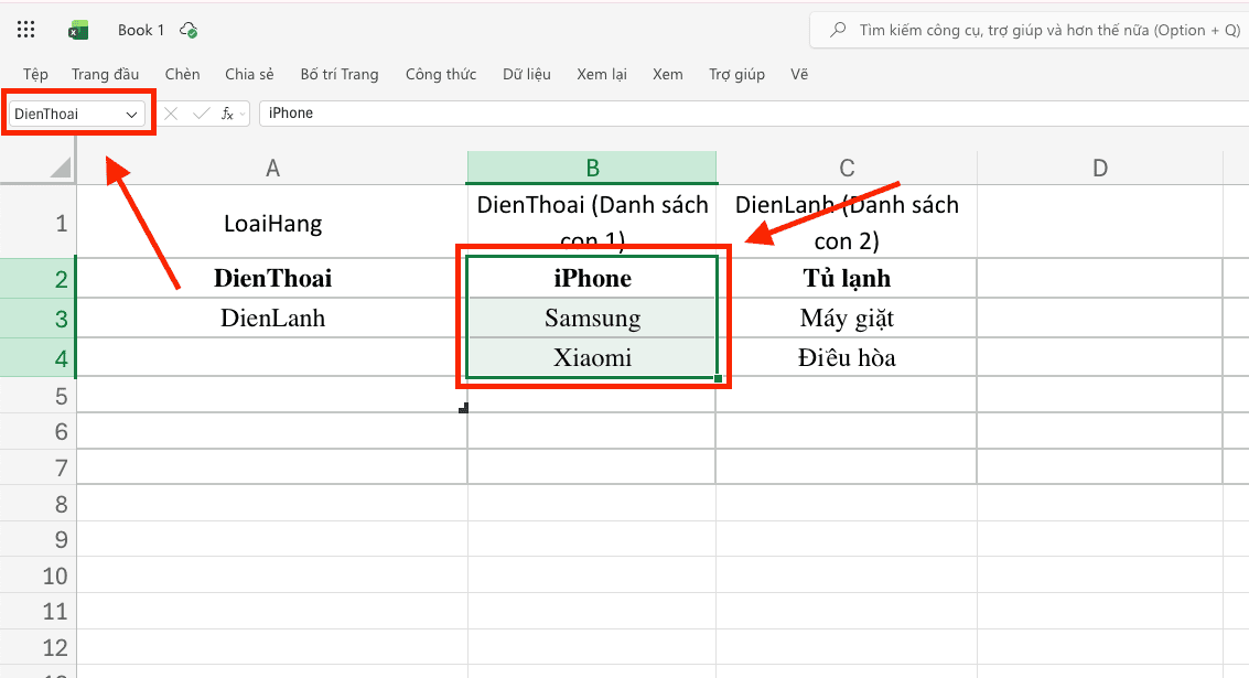 Cách tạo Drop List trong Excel phụ thuộc nhau cực nhanh