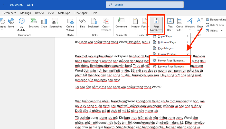 Cách sửa lỗi đánh số trang trong Word không liên tục qua Page Number Format