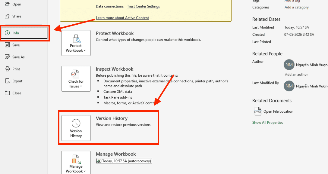 Cách khôi phục Sheet Excel đã xóa vĩnh viễn bằng Version History