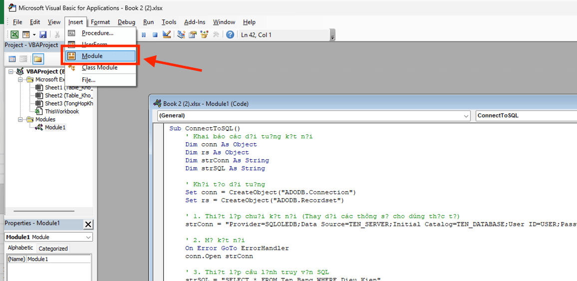 Cách kết nối Excel với SQL Server thông qua VBA