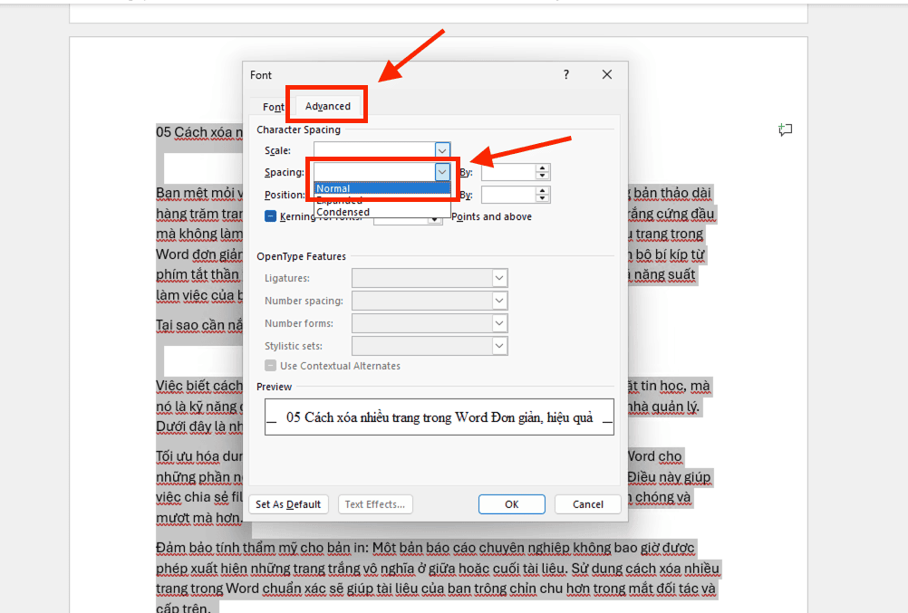 Khắc phục lỗi dính chữ bằng tùy chỉnh Character Spacing