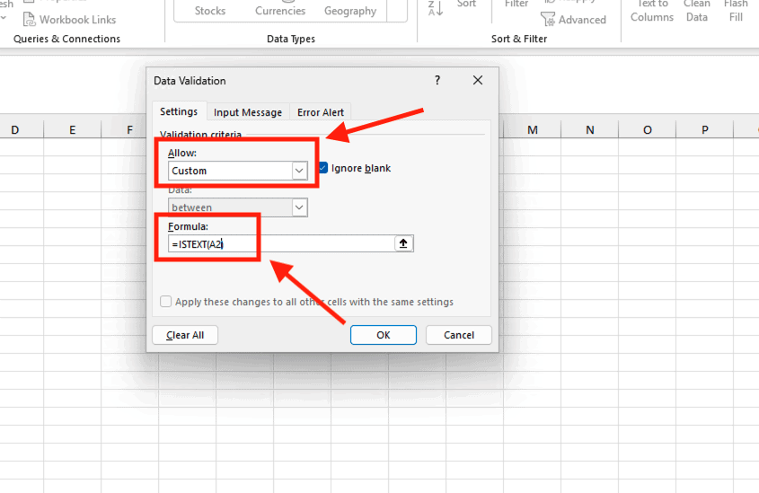 Mẹo ràng buộc dữ liệu với hàm ISTEXT (Data Validation) trong Excel