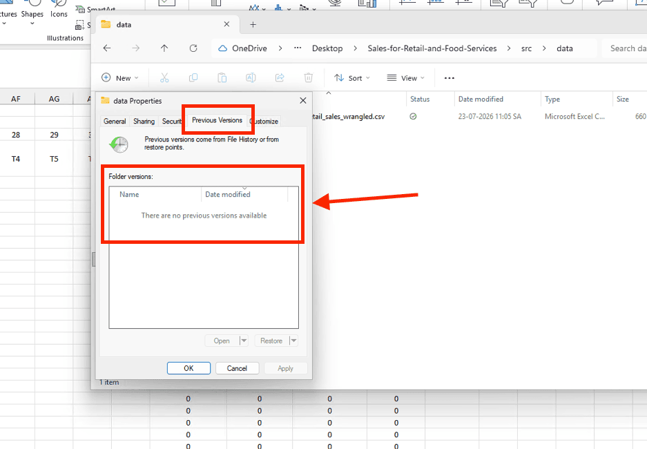 Khôi phục dữ liệu thông qua tính năng Previous Versions của Windows