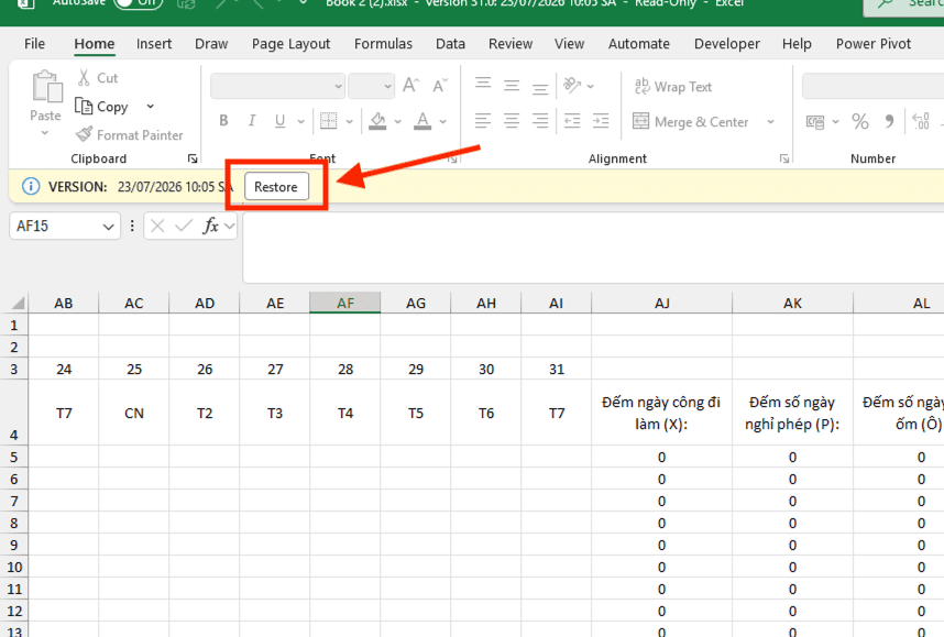 Cách khôi phục Sheet Excel đã xóa vĩnh viễn bằng Version History