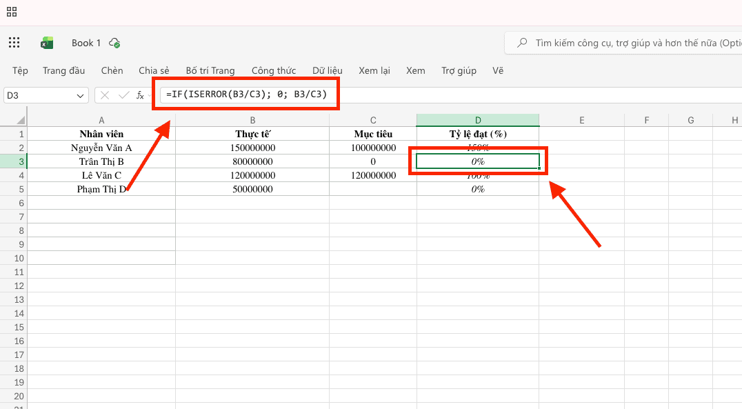 Cách dùng hàm ISERROR trong Excel để bẫy lỗi chuyên nghiệp