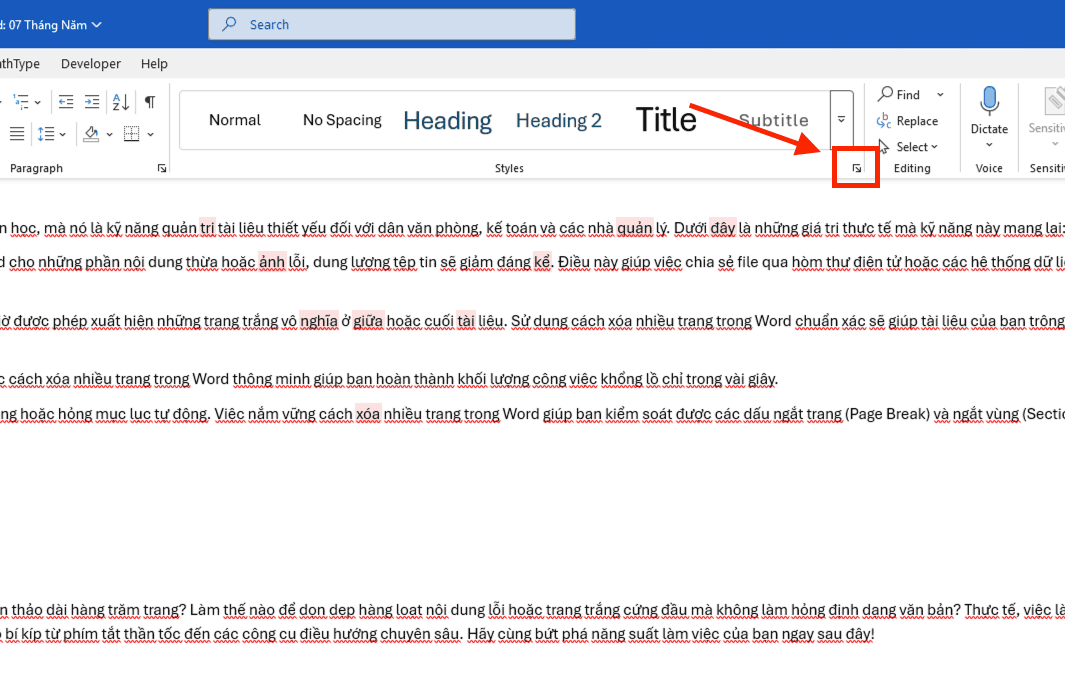 Thay đổi kiểu chữ (Modify Styles)