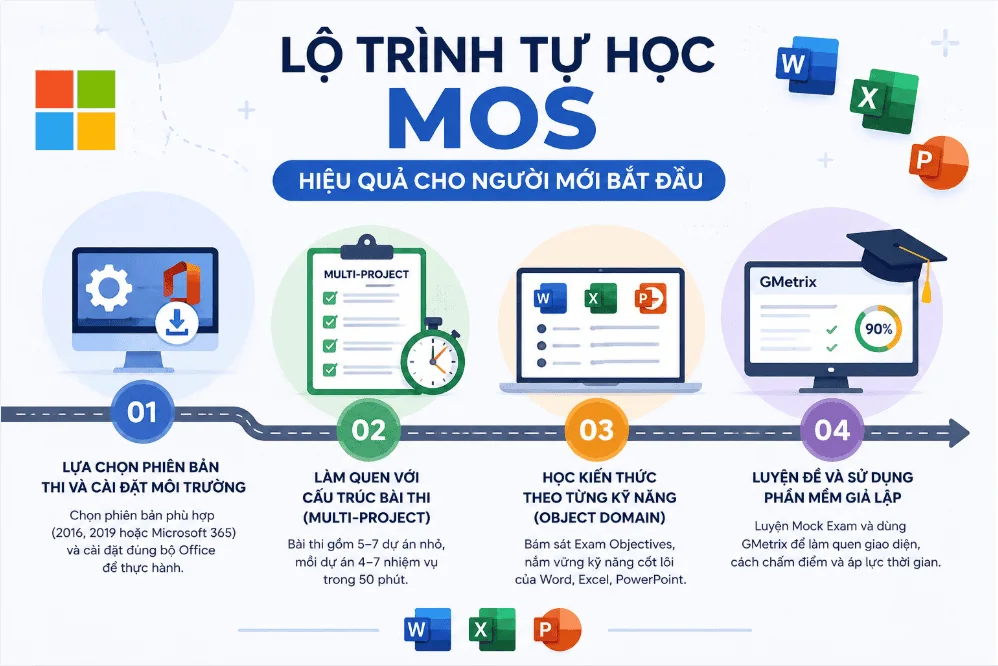 Lộ trình tự học MOS hiệu quả cho người mới bắt đầu
