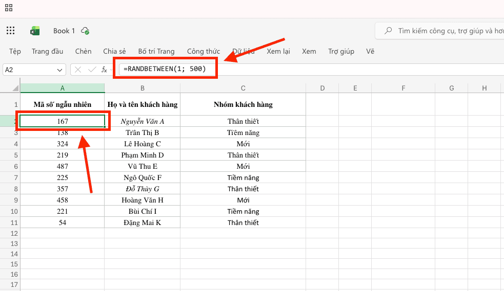 Quy trình thực hiện hàm RANDBETWEEN trong Excel cơ bản
