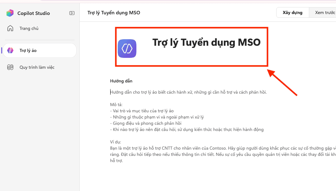 Sử dụng Microsoft Copilot Studio