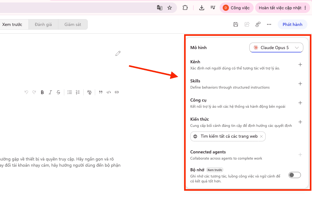 Sử dụng Microsoft Copilot Studio