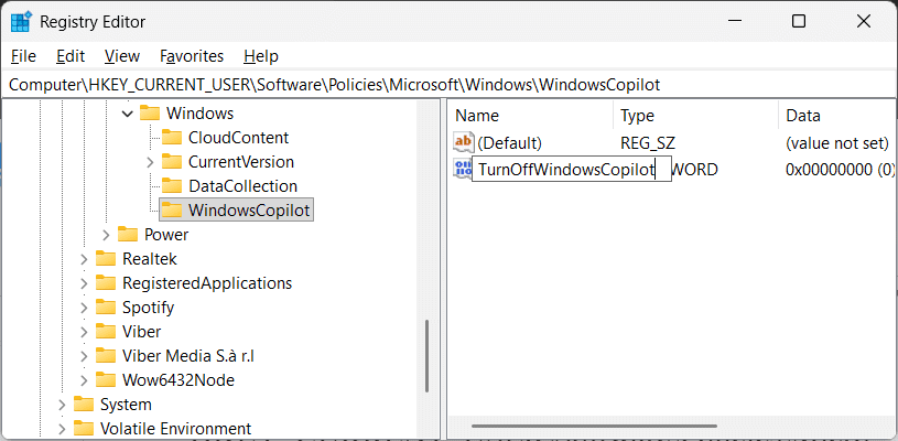 Cách tắt Copilot trên Windows 11 bằng Registry Editor