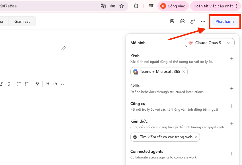 Sử dụng Microsoft Copilot Studio