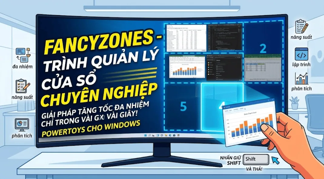 FancyZones trình quản lý cửa sổ chuyên nghiệp