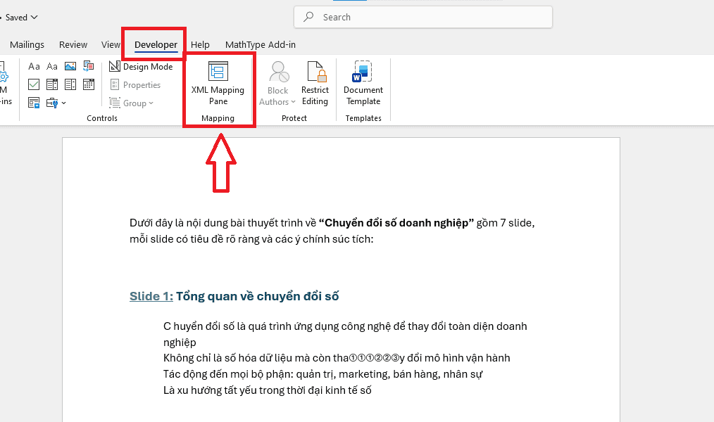 XML Mapping trong Microsoft Word