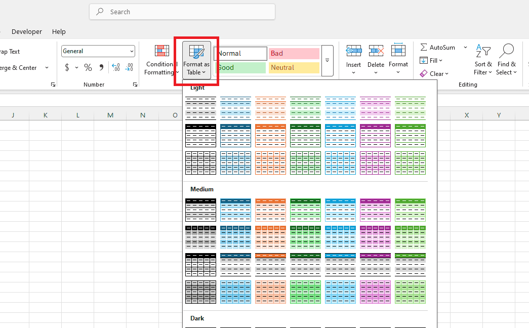 Cách tô màu xen kẽ trong Excel cực nhanh bằng Format as Table