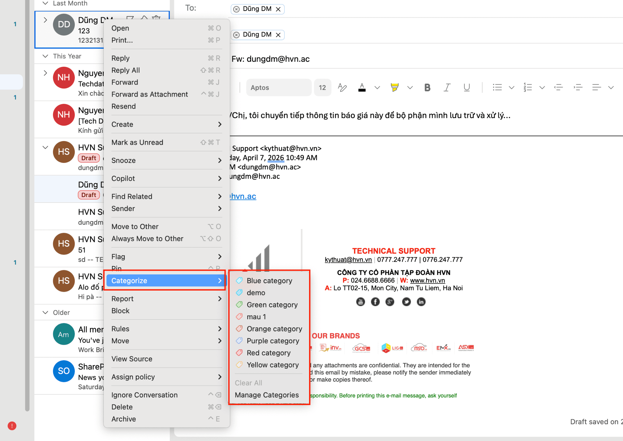 Trên ứng dụng Outlook cho Mac