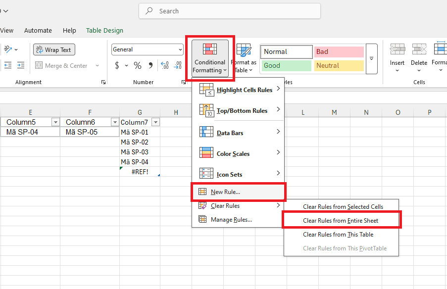 Dọn dẹp định dạng dư thừa và Conditional Formatting