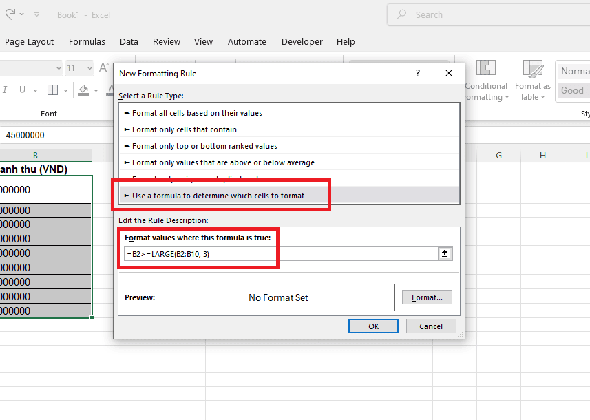 Kết hợp với Conditional Formatting để làm nổi bật (Highlight) số liệu