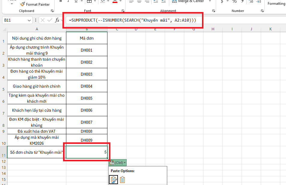 Kết hợp với hàm xử lý chuỗi (LEN, ISNUMBER, SEARCH)