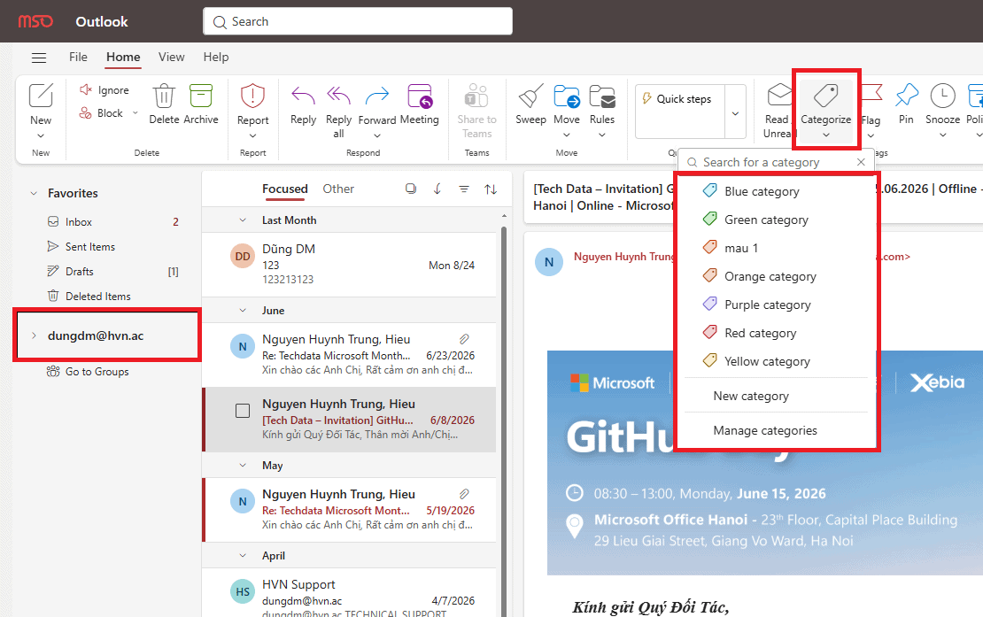 Trên New Outlook for Windows và Outlook trên Web (OWA)
