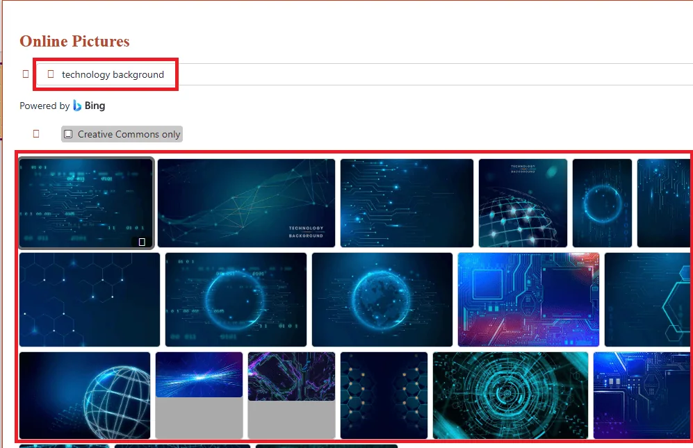 Tìm kiếm hình ảnh qua Bing Image Search (Online Pictures)