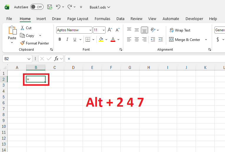 Chèn trực tiếp bằng phím tắt Alt Code vào ô tính