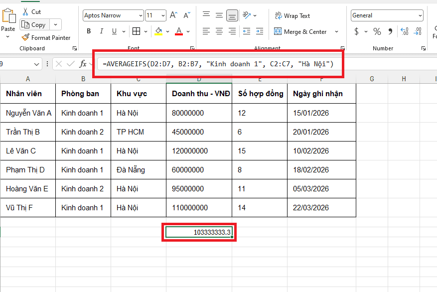 Tính trung bình theo nhiều điều kiện văn bản (Text)