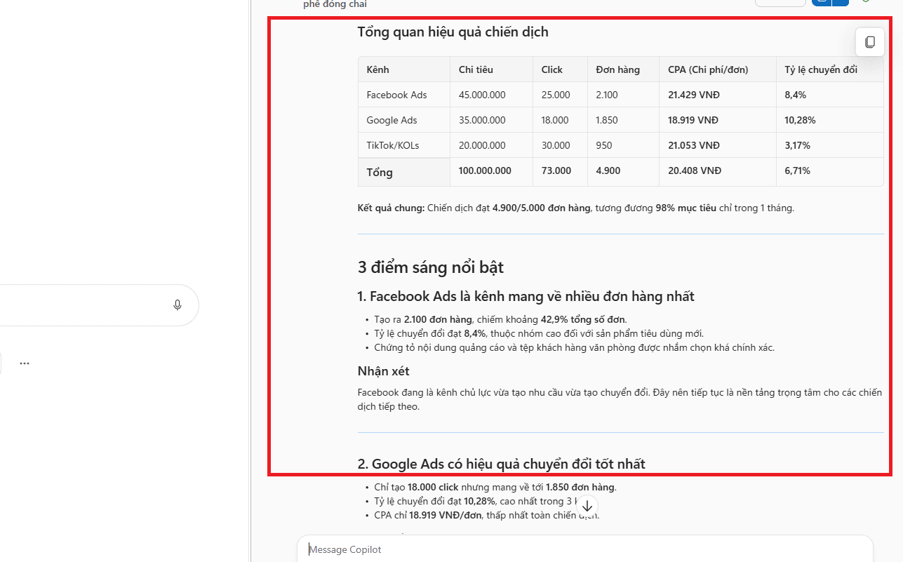 Đo lường và tổng hợp báo cáo hiệu suất
