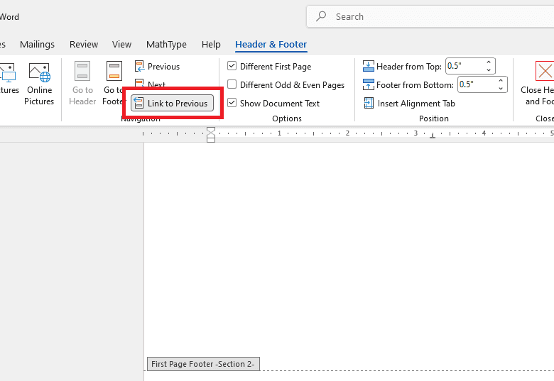 Cách tạo Header and Footer trong Word từ trang thứ 3