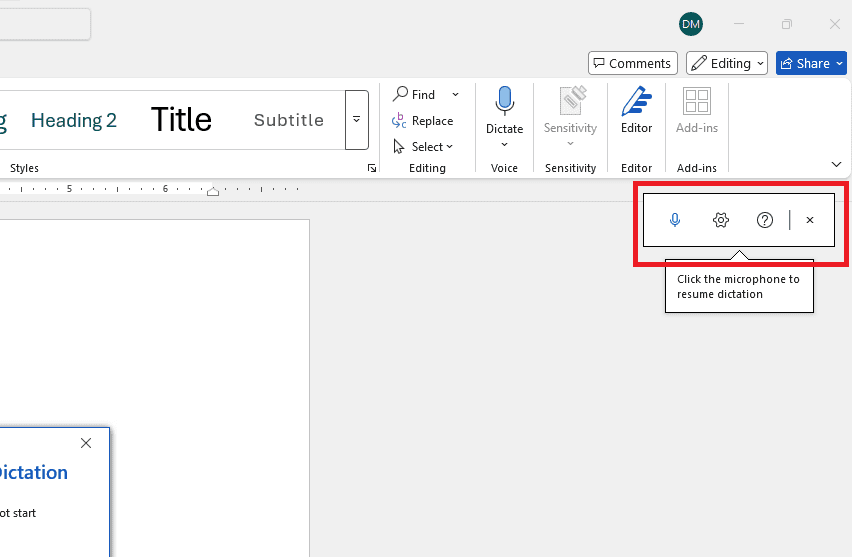 Sử dụng tính năng Dictate trực tiếp trên Microsoft Word (Windows/Mac)