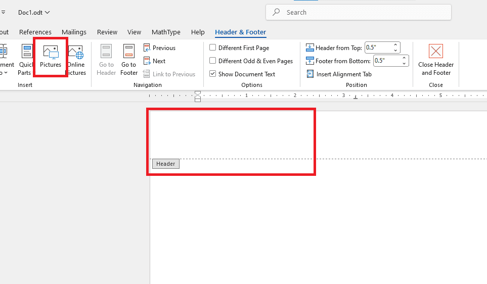 Thao tác tạo Header and Footer tùy chỉnh tự do