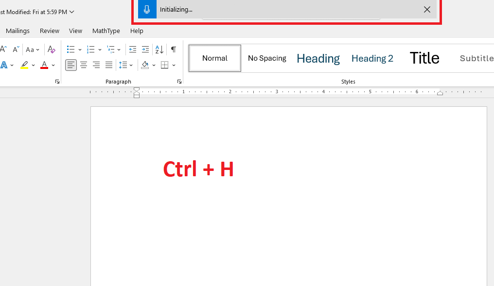 Sử dụng phím tắt Windows + H (Windows Speech Recognition)