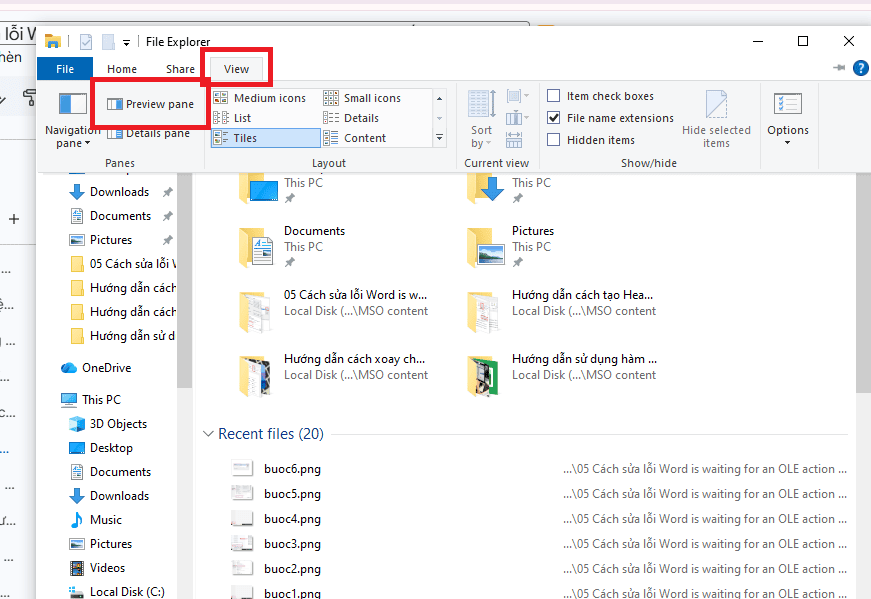 Tắt chế độ xem trước (Preview Pane) trong Windows File Explorer