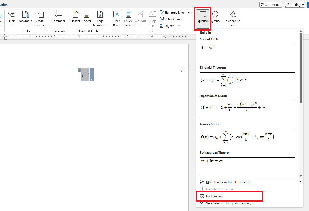 Các bước sử dụng Ink Equation cơ bản
